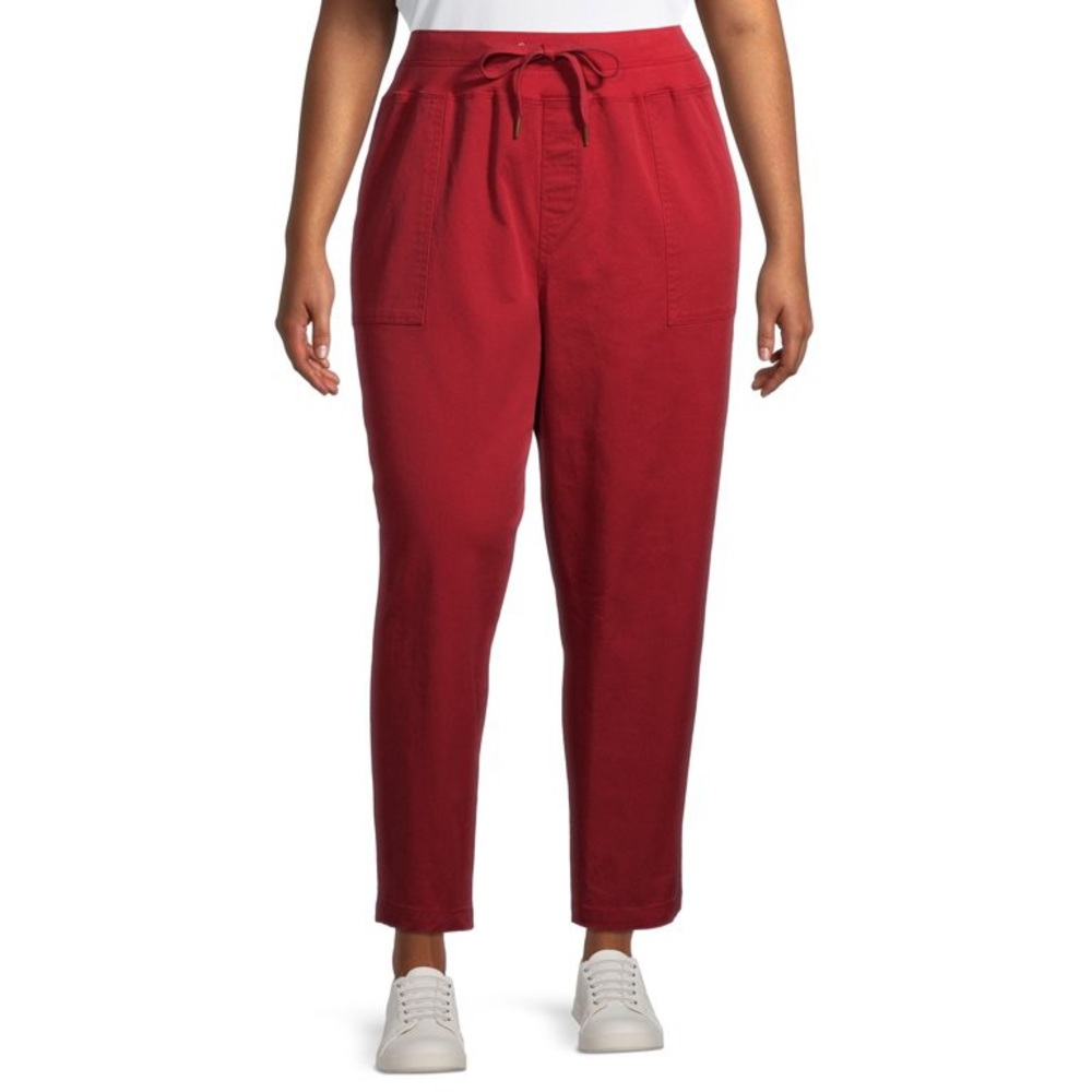 Terra & Sky Women's Plus Cargo Utility Capri Pants Size: OX (14W) Red
